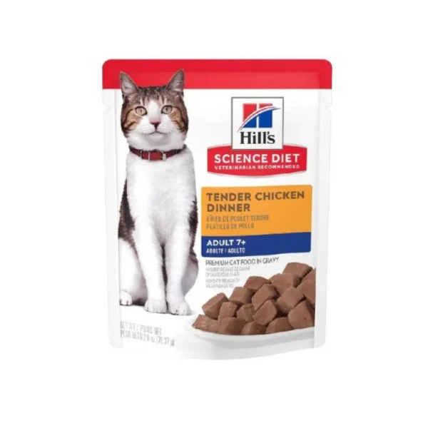 Alimento húmedo Hills Sd Feline Adult 7+ Tender Chicken Dinner Pouch para gatos 79.39 Gr en lima peru