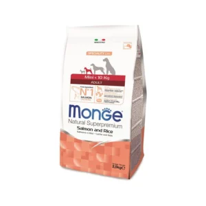 Alimento Seco Monge Adult Mini Salmón Y Arroz para perro 2.5 Kg en lima peru