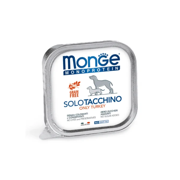 Alimento Humedo Monge Adult Monoprotein Pavo para perro 150 G en lima peru